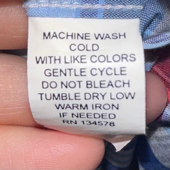 Vineyard Vines Preppy Slim Fit Blue Red Plaid Whale Button Up Shirt Size Small - Picture 5 of 14